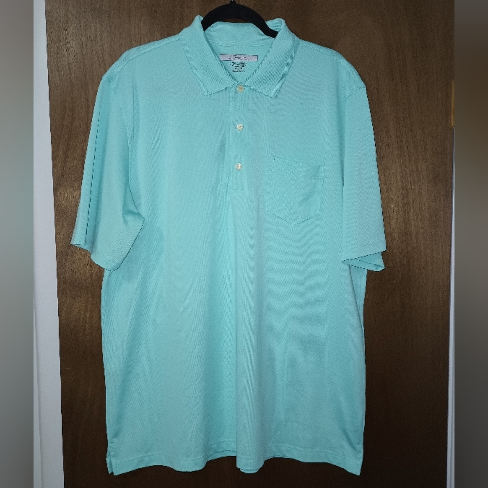Men's Greg Norman Play Dry Aqua Polo Golf Shirt XL